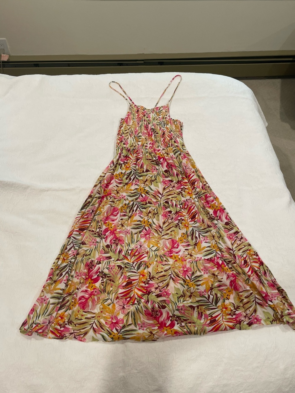 Rip Curl Copacabana Halter Midi Sundress Smocked Tropical Beach Open Back M EUC - Picture 10 of 15